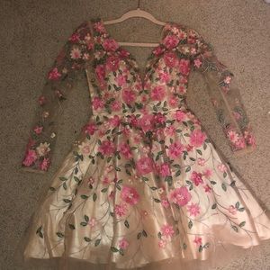 Embroidered flower homecoming dress